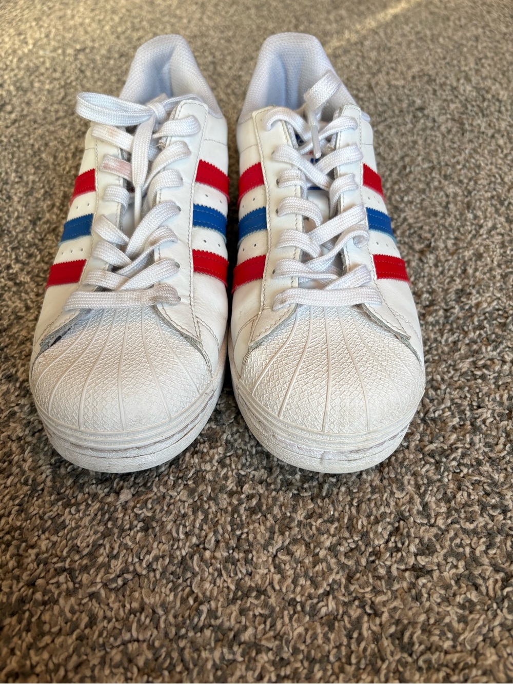 adidas Americana vs Superstars Sneakers with Red & Blue Stripes